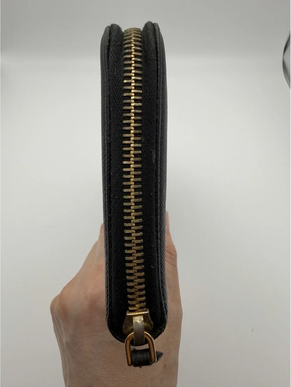 Authentic PRADA Black Saffiano Leather Zip Around Travel Organizer Long Wallet